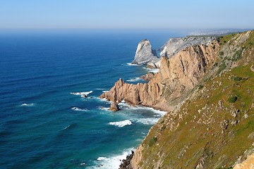 Image showing Scenic rocks at sea coast on Cabo Da Roca, Portugal