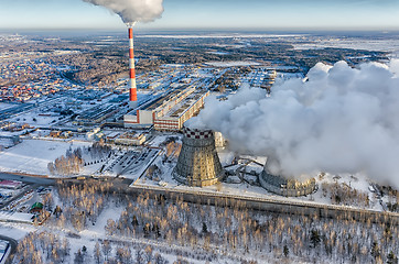 Image showing City power plant in a winter season. Tyumen. Russia