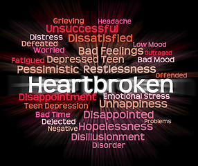 Image showing Heartbroken Word Shows Heavy Hearted And Disconsolate