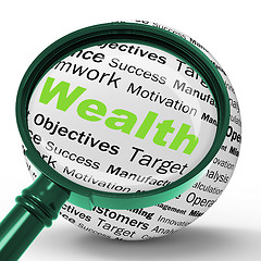 Image showing Wealth Magnifier Definition Shows Fortune Or Accounting Treasure