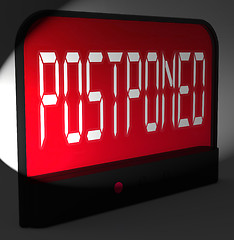 Image showing Postponed Digital Clock Means Delayed Until Later Time