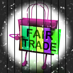 Image showing Fair Trade Shopping Bag Represents Equal Deals and Exchange