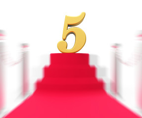 Image showing Golden Five On Red Carpet Displays Movie Industry Awards Or Priz