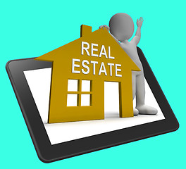 Image showing Real Estate House Tablet Shows Land And Buildings For Sale