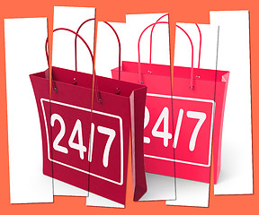 Image showing Twenty four Seven Shopping Bags Show Hours Open