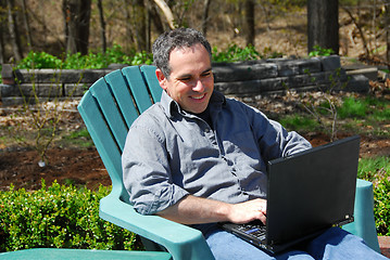 Image showing Man computer outside
