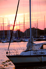 Image showing Yacht sunset