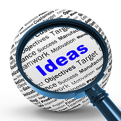 Image showing Ideas Magnifier Definition Shows Creativity And Innovation