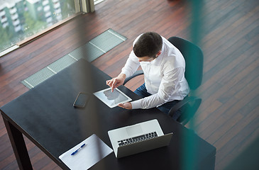 Image showing top view of young business man at office