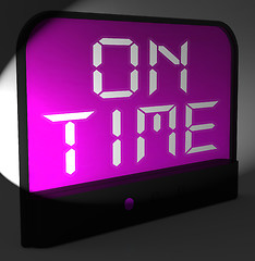 Image showing On Time Digital Clock Means Punctual And Not Late