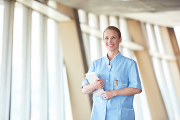 Image showing female doctor with tablet computer