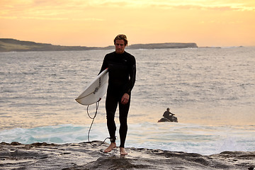 Image showing Sunrise surfer at Cape Solander Australia