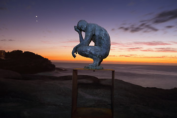 Image showing Crouching thinking man Sculpture by the Sea, Bondi