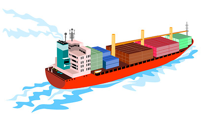 Image showing Container ship on white background