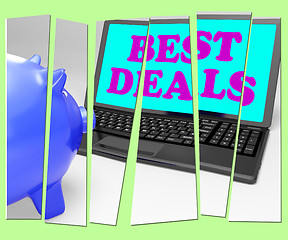 Image showing Best Deals Piggy Bank Shows Online Bargains And Savings