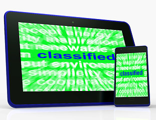 Image showing Classified Tablet Shows Top Secret Or Confidential Document