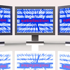 Image showing Satisfaction Monitors Shows Enjoyment Contentment And Fulfilment