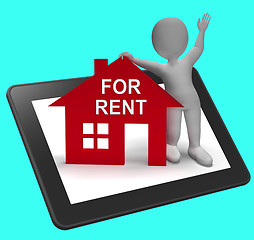 Image showing For Rent House Tablet Shows Rental Or Lease Property