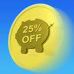Image showing Twenty-Five Percent Off Gold Coin Shows 25 Discount Sale