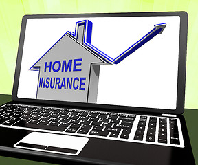 Image showing Home Insurance House Laptop Shows Protection And Cover