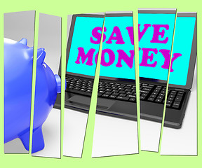 Image showing Save Money Piggy Bank Shows Spare Cash And Savings