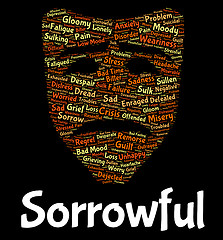 Image showing Sorrowful Word Represents Grief Stricken And Despairing