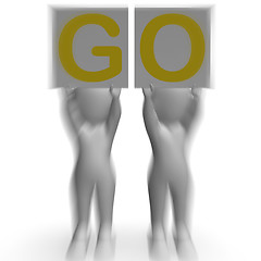 Image showing GO Placards Show Car Race Start Or Motivation