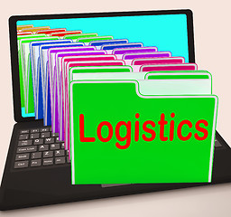 Image showing Logistics Folders Laptop Mean Planning Organization And Coordina