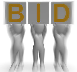 Image showing Bid Placards Shows Auction Bidder And Auctioning