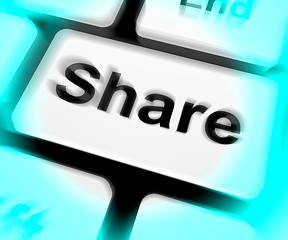 Image showing Share Keyboard Shows Sharing Webpage Or Picture Online