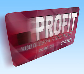 Image showing Profit on Credit Debit Card Flying Shows Earn Money