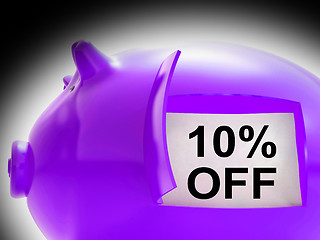 Image showing Ten Percent Off Piggy Bank Coins Shows 10 Savings