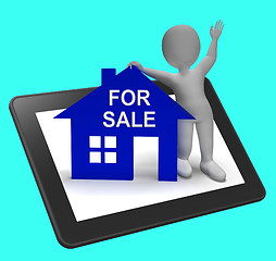 Image showing For Sale House Tablet Shows Property On Market