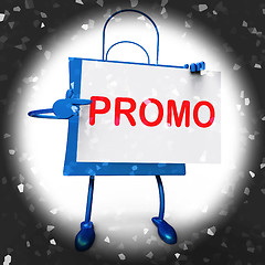 Image showing Promo Shopping Bag Shows Discount Reduction Or Save