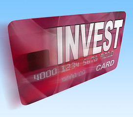 Image showing Invest on Credit Debit Card Flying Shows Investing Money