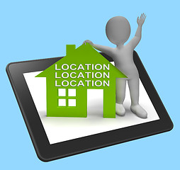 Image showing Location Location Location House Tablet Shows Perfect Property A