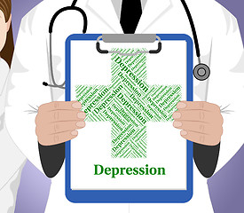 Image showing Depression Word Represents Poor Health And Affliction