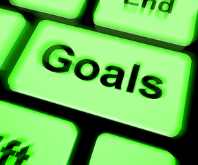 Image showing Goals Keyboard Shows Aims Objectives Or Aspirations