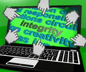 Image showing Integrity Laptop Screen Shows Morality Virtue And Decency