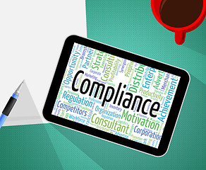 Image showing Compliance Word Represents Guidelines Obedient And Text