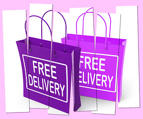 Image showing Free Delivery Sign on Shopping Bags Show No Charge To Deliver