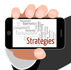 Image showing Strategies Word Means Business Strategy And Plan