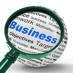 Image showing Business Magnifier Definition Means Corporative Transactions And