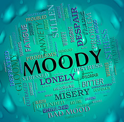 Image showing Moody Word Means Wordcloud Moping And Flighty