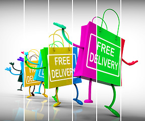 Image showing Free Delivery Shopping Bags Show Promotion of no Charge for Ship