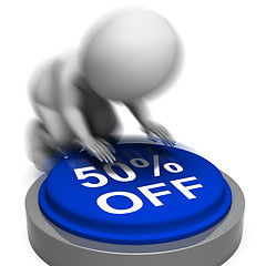 Image showing Fifty Percent Off Pressed Means Half-Price Product Or Service