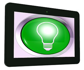 Image showing Light bulb Tablet Means Bright Idea Innovation Or Invention