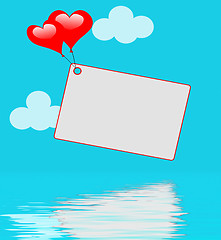 Image showing Heart Balloons On Note Displays Sweet Invitation Or Affection No