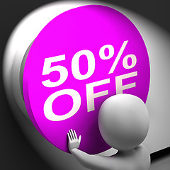 Image showing Fifty Percent Off Pressed Shows Half Price Or 50