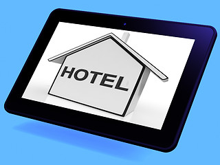 Image showing Hotel House Tablet Shows Holiday Accommodation And Units